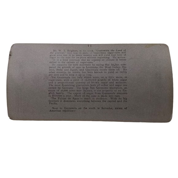 Antique 1905 Stereoview Photo Card Sugar Royal Palms Volcano de Aqua Guatemala - Picture 5 of 7